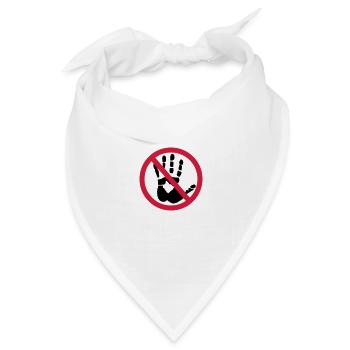 Handabdruck - Nicht anfassen! - Bandana Dreieckstuch - Weiß - Vorne