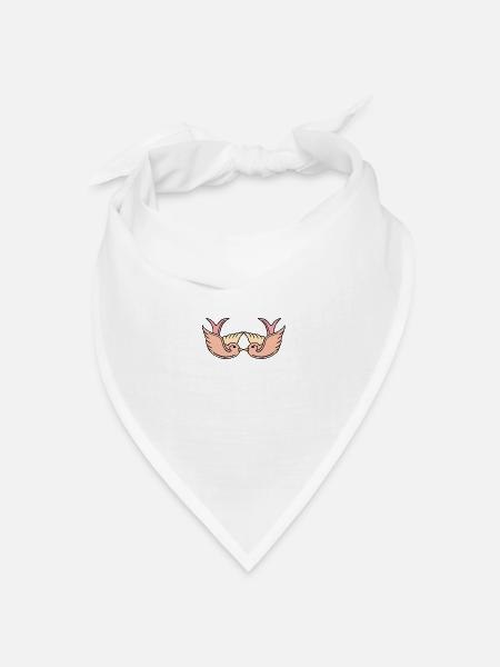 Rosa Schwalben - Bandana Dreieckstuch - Weiß