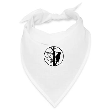 Specht / Woodpecker / Silhouette / Vogel - Bandana Dreieckstuch - Weiß - Vorne