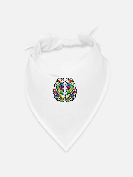 Kreatives farbiges Gehirn, Hirn - Bandana Dreieckstuch - Weiß