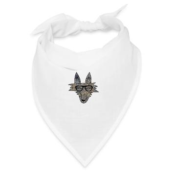 Hipster Wolf - Bandana Dreieckstuch - Weiß - Vorne