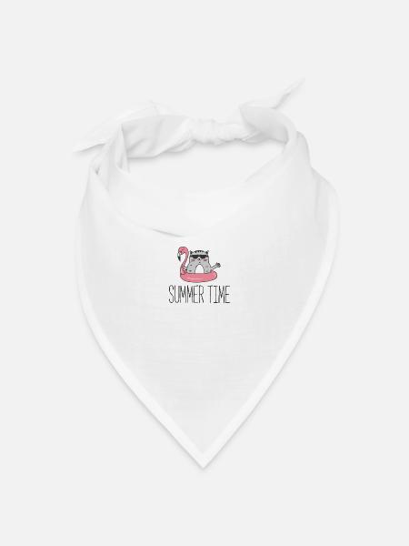 Summer time Sommer coole Katze - Bandana Dreieckstuch - Weiß