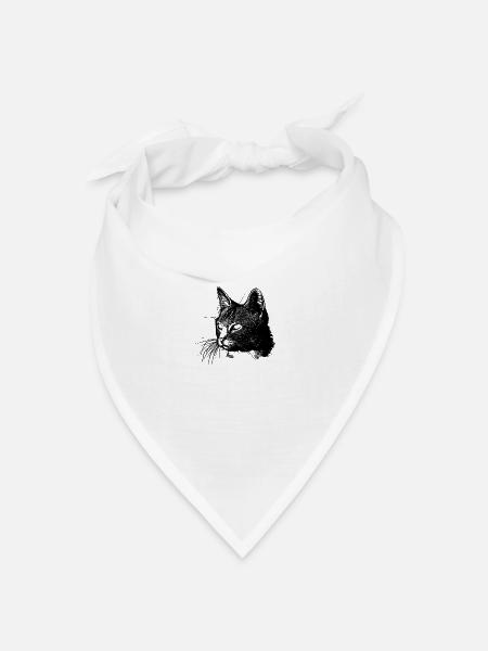 Katze - Bandana Dreieckstuch - Weiß