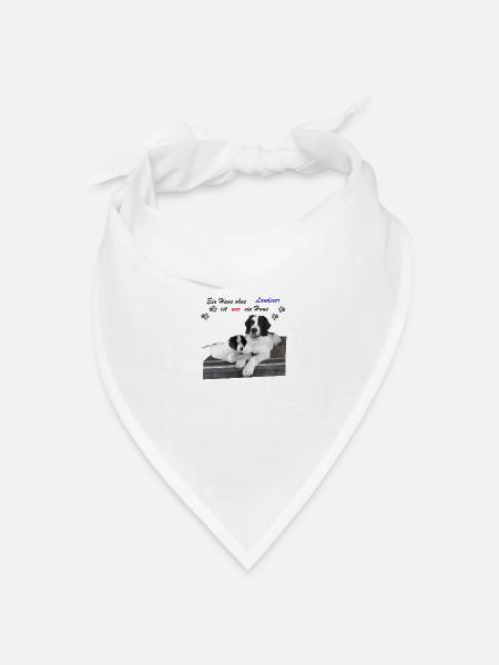 Hund-Landseer-Geschenkidee - Bandana Dreieckstuch - Weiß