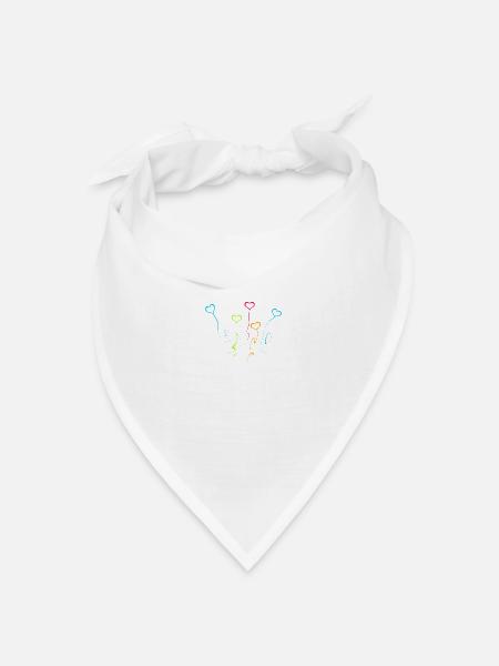 Bunte Herzen verschieden Formen Deko - Bandana Dreieckstuch - Weiß