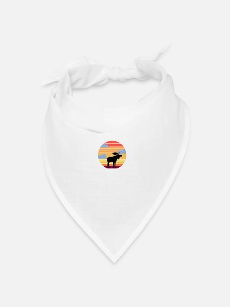 Sonnenuntergang Elch Tier - Bandana Dreieckstuch - Weiß