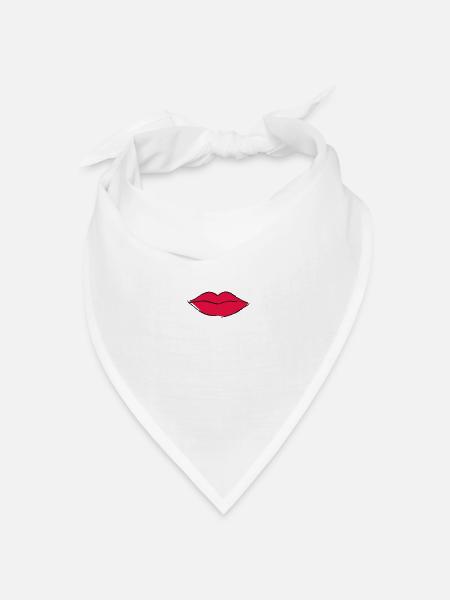 Mund rote Lippen - Bandana Dreieckstuch - Weiß