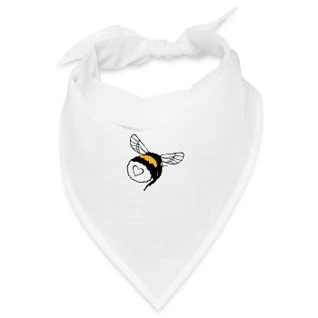 Hummel mit Herz, Pelz und Gebrumm - Bandana Dreieckstuch - Weiß - Vorne
