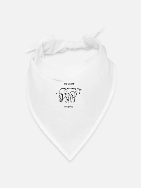 Friends not food / Vegan / Line Art - Bandana Dreieckstuch - Weiß