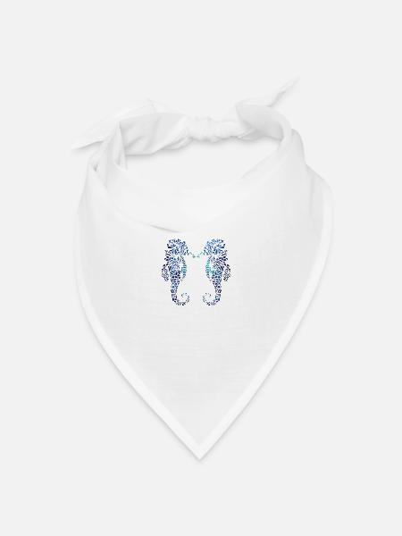Seepferdchen - Bandana Dreieckstuch - Weiß
