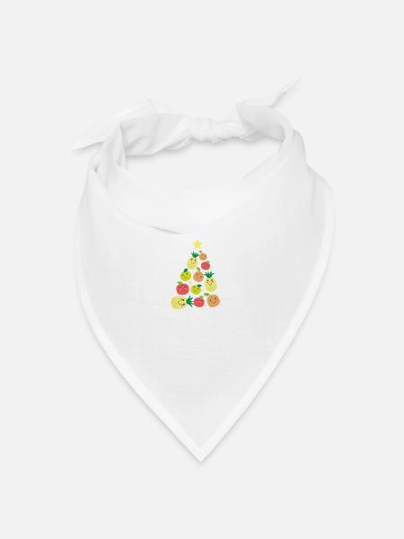 Gesunder fruchtiger Weihnachtsbaum - Bandana Dreieckstuch - Weiß