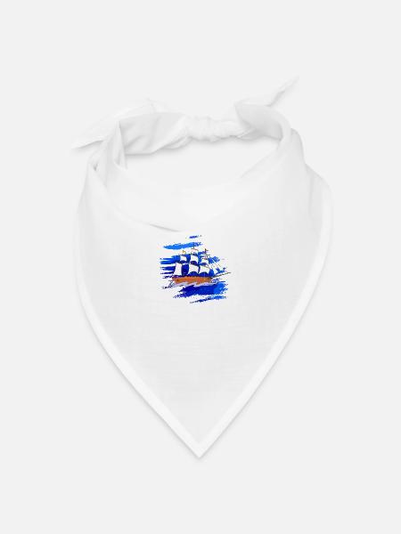 Segelschiff - Bandana Dreieckstuch - Weiß