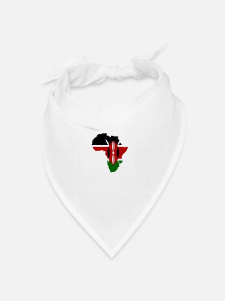 Karte Afrika Flagge Kenia - Bandana Dreieckstuch - Weiß