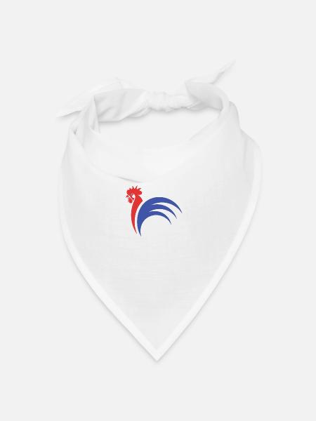 Der französische Hahn - Bandana Dreieckstuch - Weiß