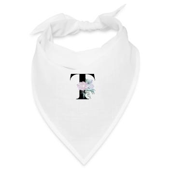 Buchstabe T blühende - Bandana Dreieckstuch - Weiß - Vorne