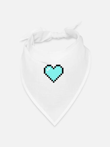 Süßes Pixel Art Herz Heart Love Liebe türkis - Bandana Dreieckstuch - Weiß