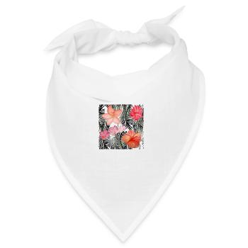 Skiair Aquarell tropisches Blumenmuster - Bandana Dreieckstuch - Weiß - Vorne