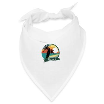 Surfbrett mit Palmen am Strand - Bandana Dreieckstuch - Weiß - Vorne