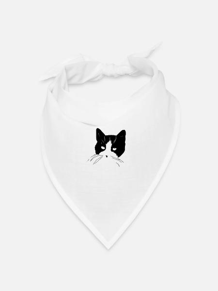 Katzengesicht - Bandana Dreieckstuch - Weiß