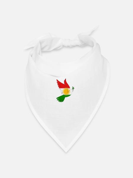 Taube Kurdistan Peace - Bandana Dreieckstuch - Weiß