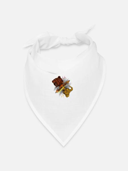 Bär vs Bulle - Bandana Dreieckstuch - Weiß