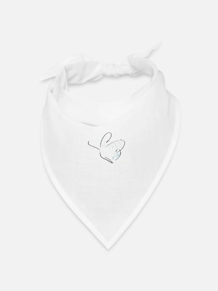 Schmetterling Line Art - Minimalistisch mit Farbe - Bandana Dreieckstuch - Weiß
