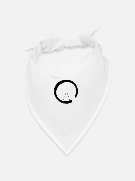 Buddha Enso Line Art - Minimalistisch - Bandana Dreieckstuch - Weiß