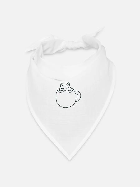 Süße kleine Katze in einem Becher - Bandana Dreieckstuch - Weiß