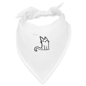 Kleine süße sitzende Katze - Bandana Dreieckstuch - Weiß - Vorne