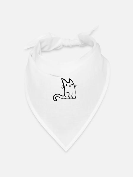 Kleine süße sitzende Katze - Bandana Dreieckstuch - Weiß