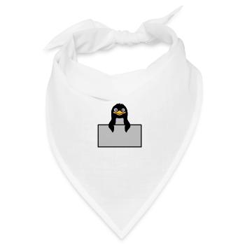Alberner Pinguin hinter Schild - Bandana Dreieckstuch - Weiß - Vorne