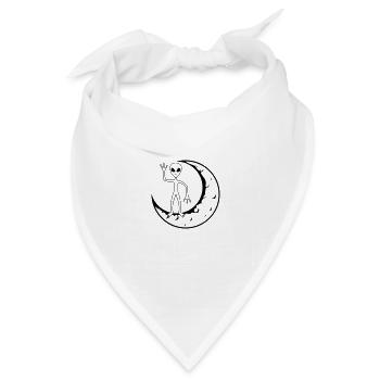 Stehendes Mond Alien winkt - Bandana Dreieckstuch - Weiß - Vorne
