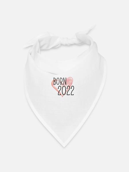 Born 2022 Herz 4 - Bandana Dreieckstuch - Weiß