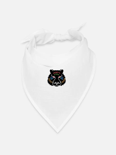 Symbol eines indischen Tigers, Kultur Indiens - Bandana Dreieckstuch - Weiß
