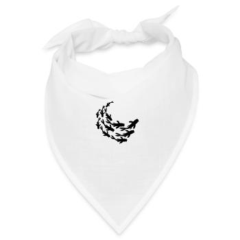 Schwarm Silhouette Koi Fische - Bandana Dreieckstuch - Weiß - Vorne