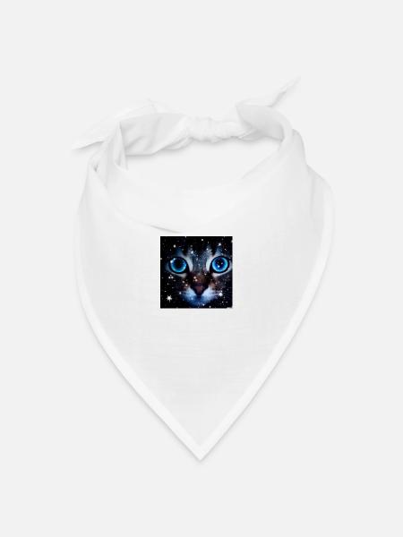 Großaugen Katze - Bandana Dreieckstuch - Weiß