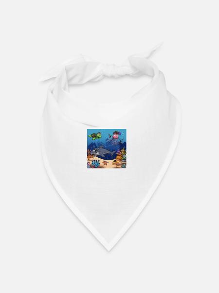 Piraten-Meeresbewohner - Bandana Dreieckstuch - Weiß