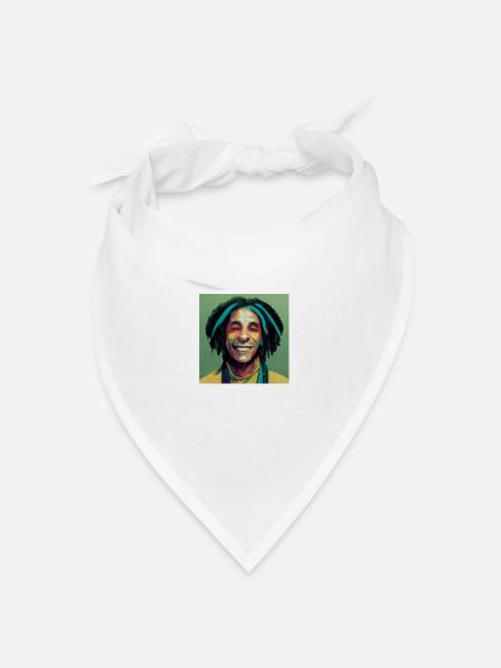 Rastafari-ölgemälde - Bandana Dreieckstuch - Weiß