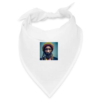 Rastafari Realistische Fotomalerei - Bandana Dreieckstuch - Weiß - Vorne