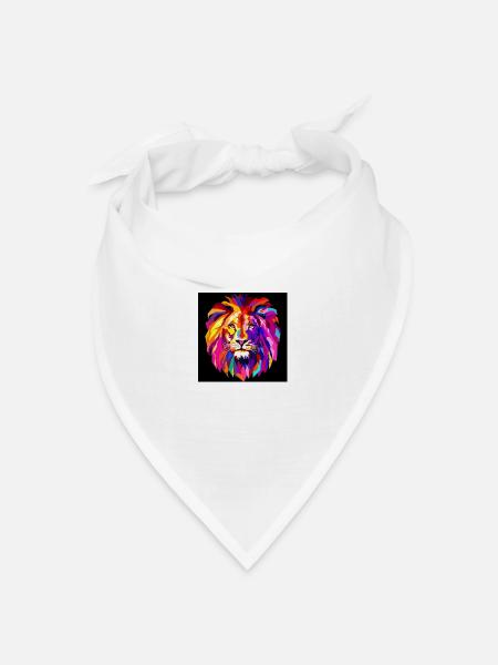 Cooler bunter Löwe - Bandana Dreieckstuch - Weiß