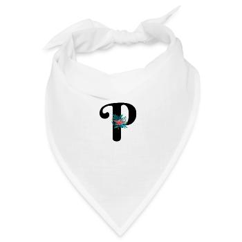 Buchstabe P blumig - Bandana Dreieckstuch - Weiß - Vorne