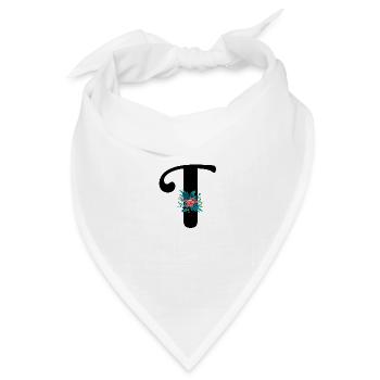 Buchstabe T geblümt - Bandana Dreieckstuch - Weiß - Vorne