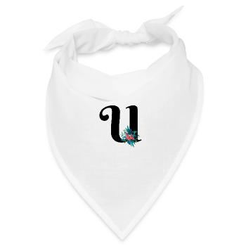 Buchstabe U geblümt - Bandana Dreieckstuch - Weiß - Vorne
