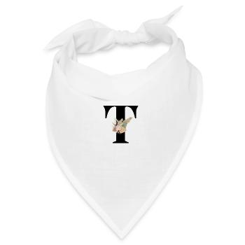 blumiger Buchstabe T - Bandana Dreieckstuch - Weiß - Vorne