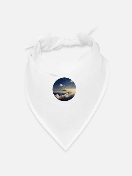 Schiff mit Wolken - Bandana Dreieckstuch - Weiß