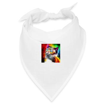 Süße bunte Katze - Bandana Dreieckstuch - Weiß - Vorne