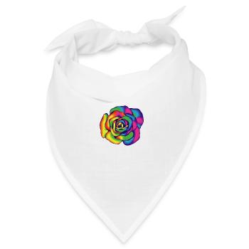 Rose Blume Bunt Regenbogen Illustration - Bandana Dreieckstuch - Weiß - Vorne