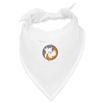 Getigerte Katzen grau und rot Yin-Yang - Bandana Dreieckstuch - Weiß - Vorne