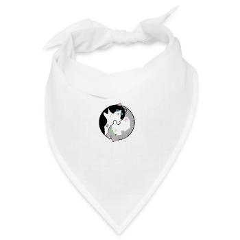 Schwarz-weiße und grau-getigerte Katzen Yin-Yang - Bandana Dreieckstuch - Weiß - Vorne