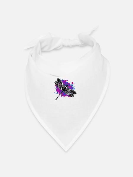 Libellen-Aquarell - Bandana Dreieckstuch - Weiß